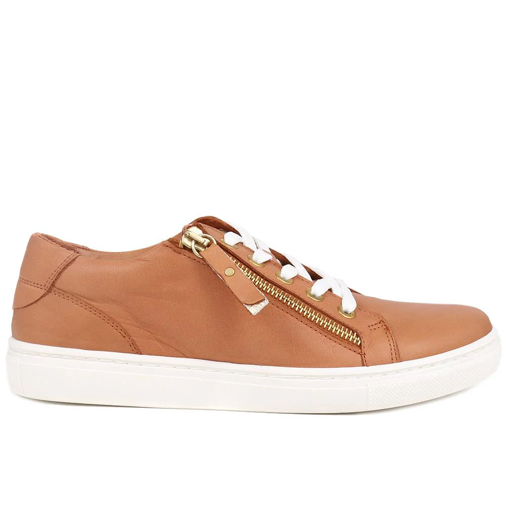 Padova2 Leather Lace-Up Trainers - PADOVA2 / 324 917 - Tan - Image 2