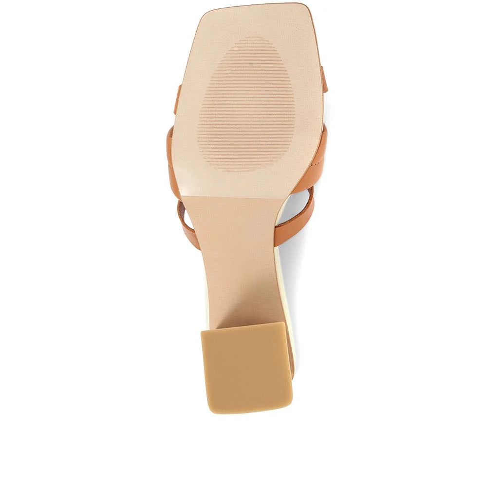 Pamela-02 Leather Block Heeled Mules - SINO35502 / 321 927 - Camel - Image 5