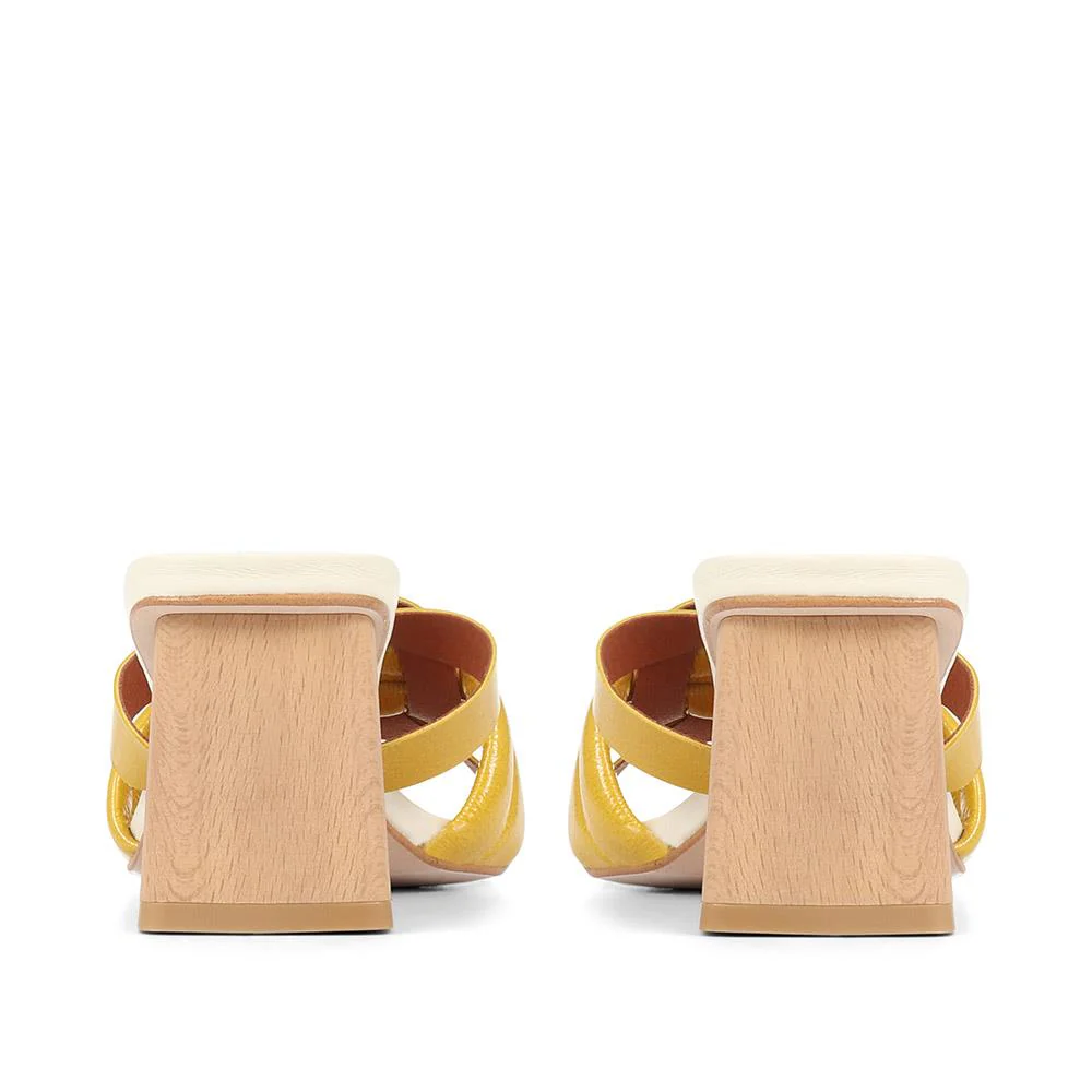 Pamela-02 Leather Block Heeled Mules - SINO35502 / 321 927 - Platinum - Image 3