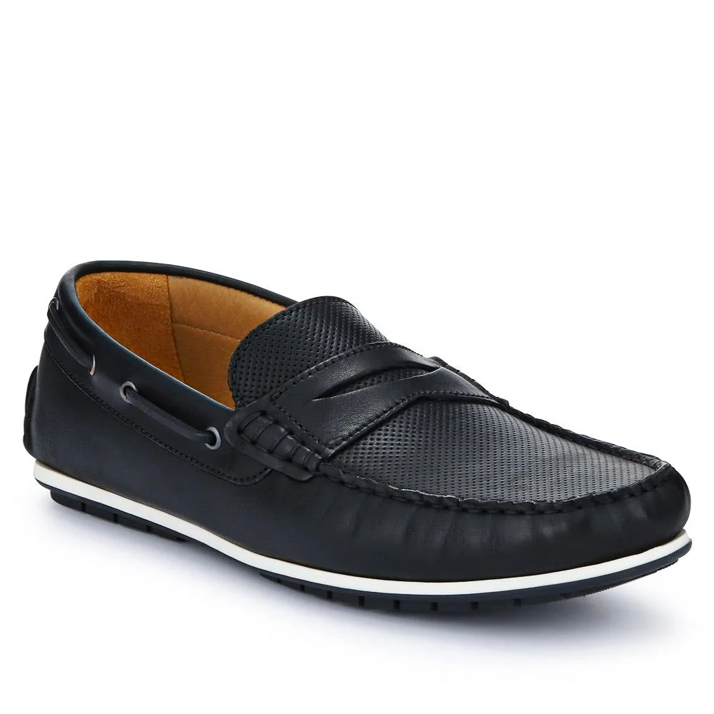 Parks Casual Leather Moccasins - PARKS / 327 313 - Black