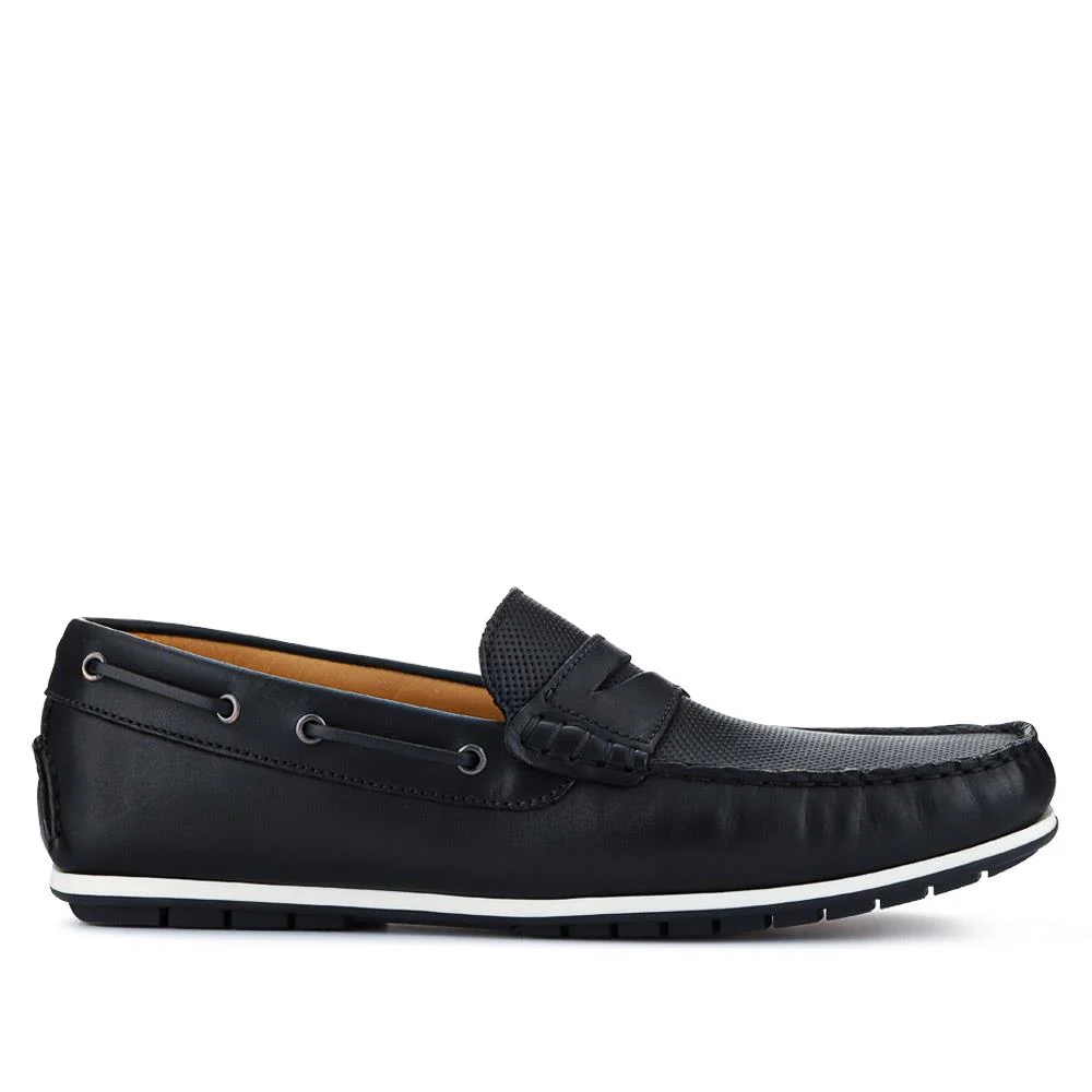 Parks Casual Leather Moccasins - PARKS / 327 313 - Black - Image 2