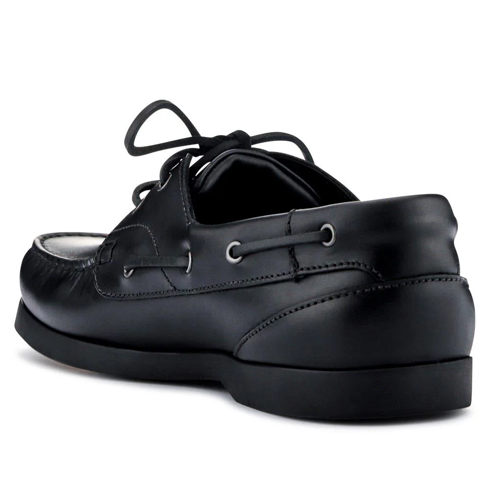 Parsons Leather Boat Shoes - PARSONS / 320 153 - Black - Image 3