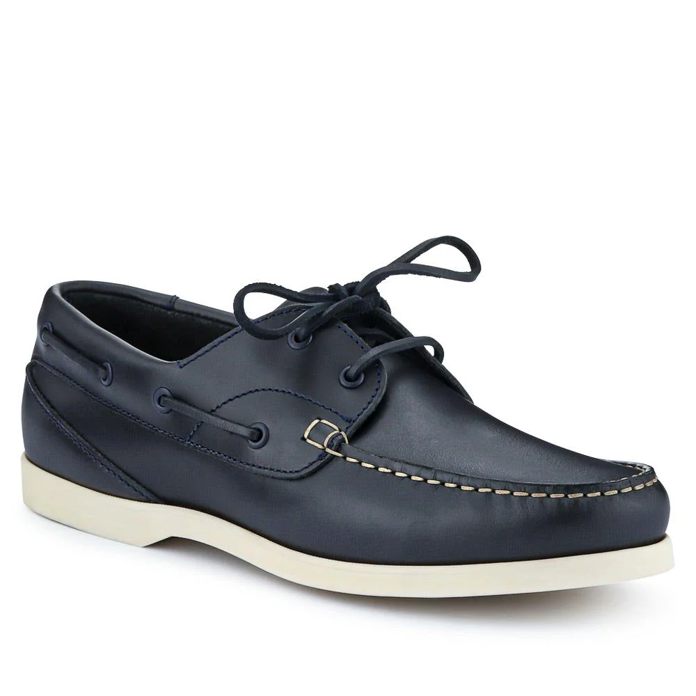 Parsons Leather Boat Shoes - PARSONS / 320 153 - Navy - White - Image 2