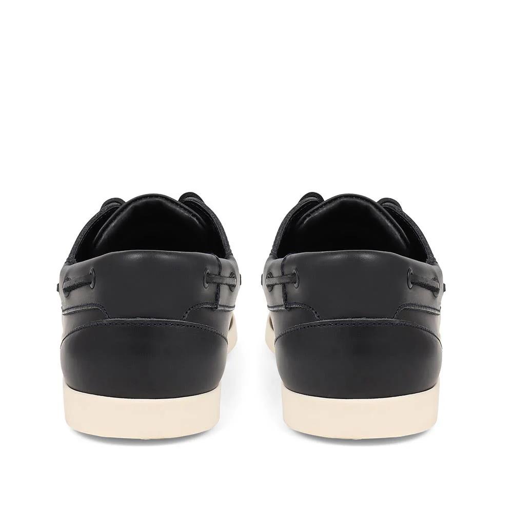 Parsons Leather Boat Shoes - PARSONS / 320 153 - Navy - White - Image 5