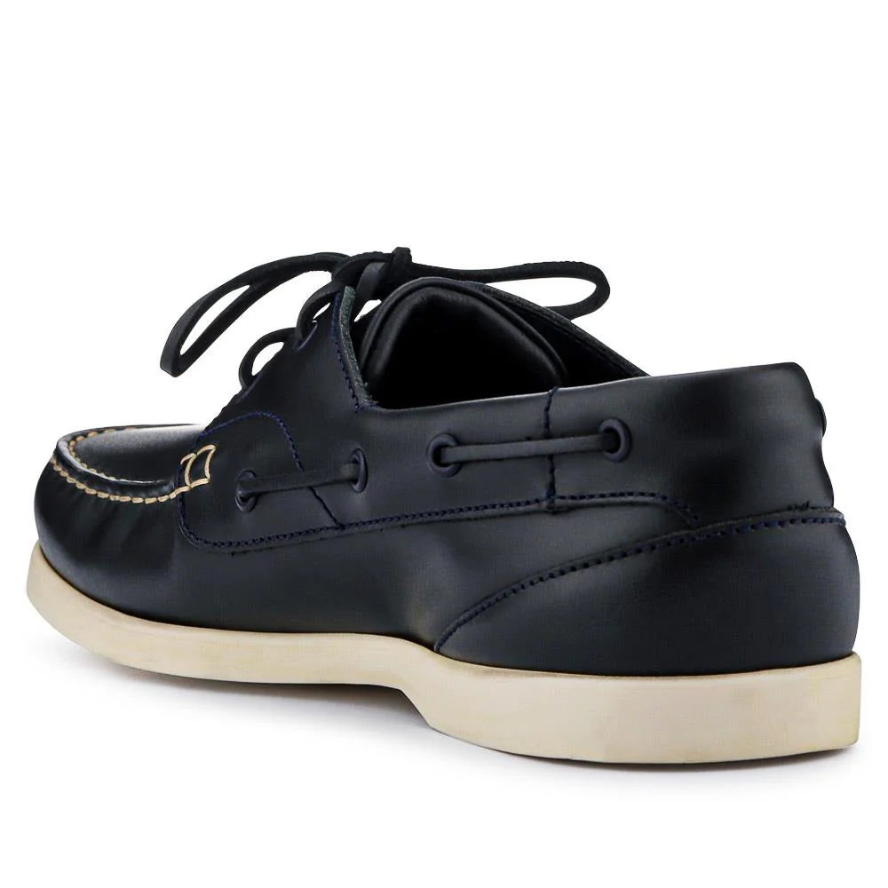 Parsons Leather Boat Shoes - PARSONS / 320 153 - Navy - White - Image 6