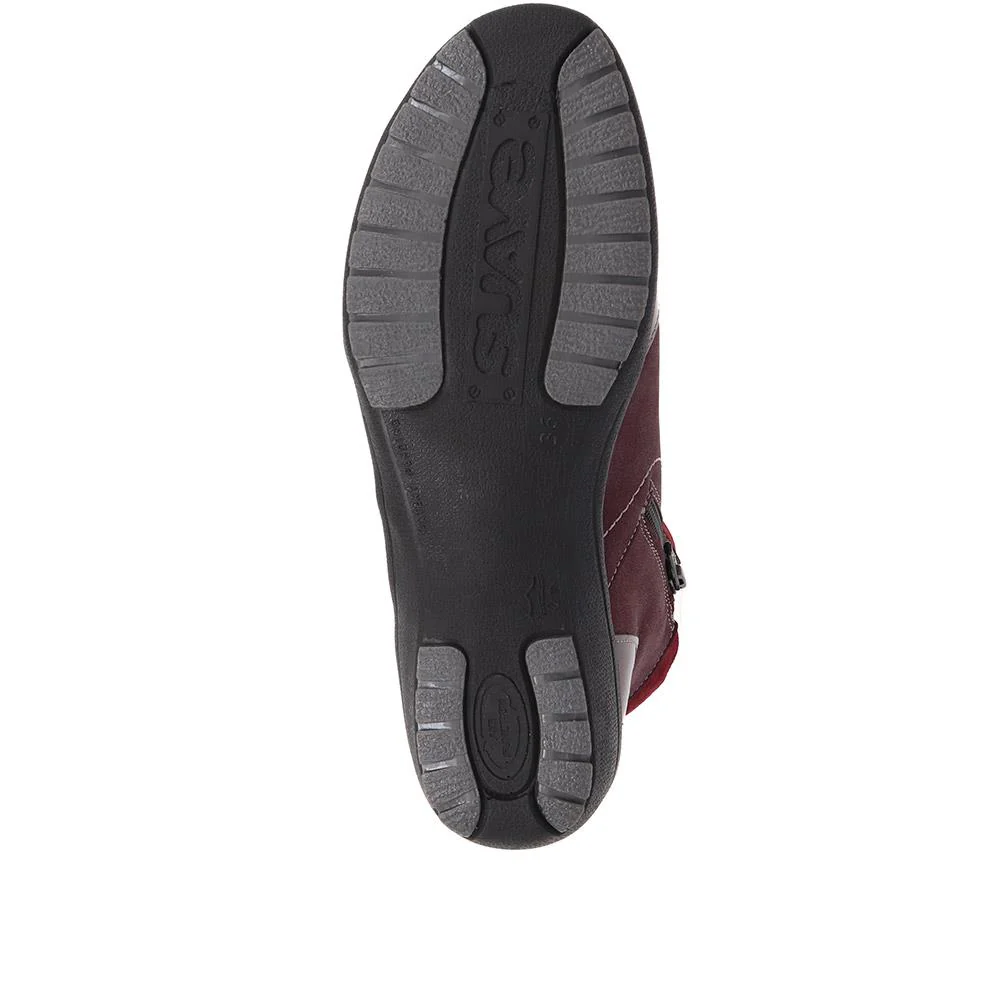 Patent Accented Ankle Boots - CAL38009 / 324 437 - Burgundy - Image 4