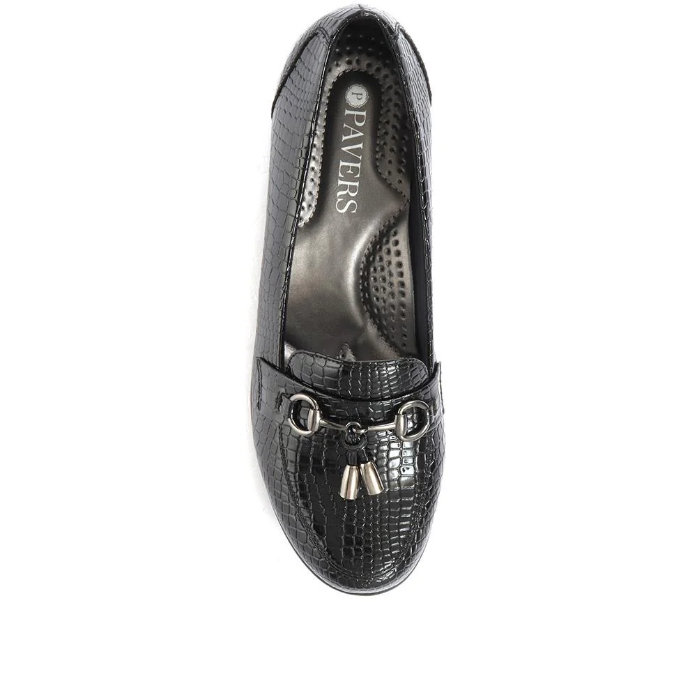 Patent Ladies Loafers - WK32023 / 319 104 - Black Croc - Image 4
