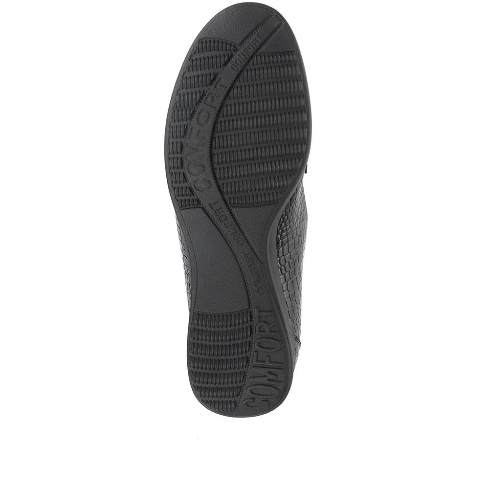 Patent Ladies Loafers - WK32023 / 319 104 - Black Croc - Image 5