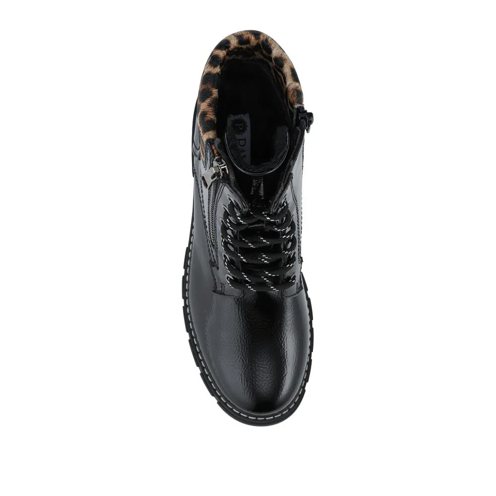 Patent Zip & Lace Up Ankle Boots - WBINS42039 / 327 920 - Black - Image 4