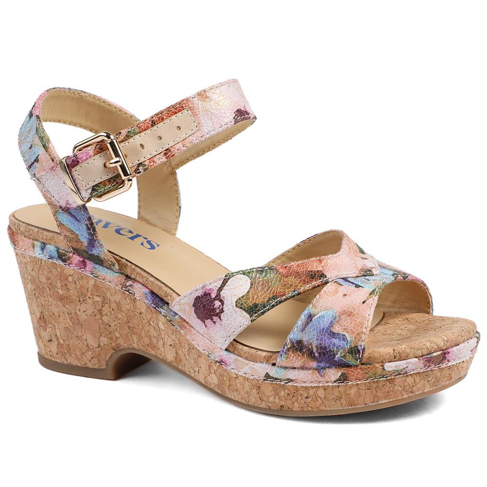 Patterned Cork Wedge Platform Sandals - WBINS43096 / 329 374 - Image 2
