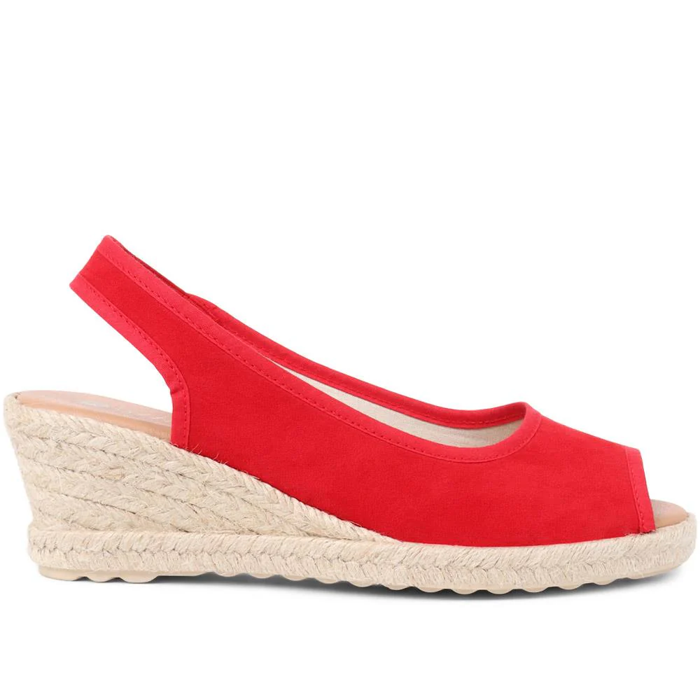 Peep Toe Wedge Sandals - ANAT37008 / 324 008 - Red - Image 2