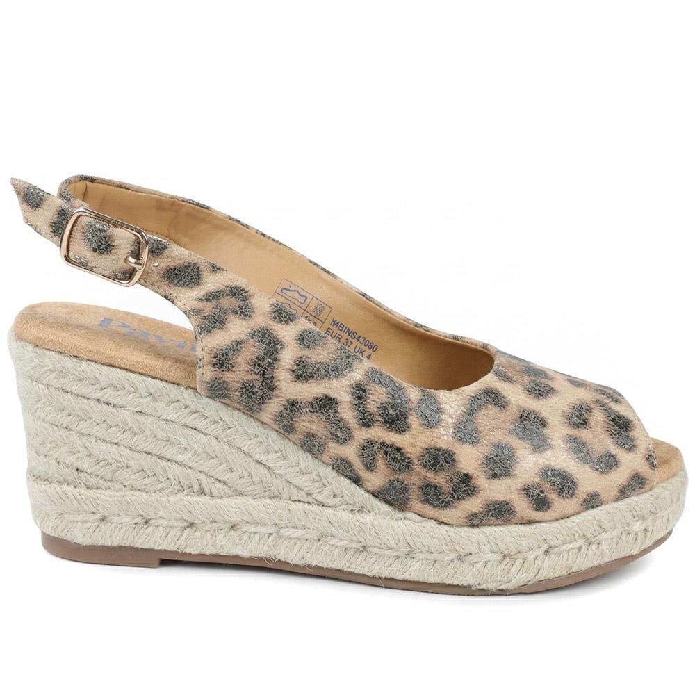 Peep Toe Wedged Slingback Espadrilles - WBINS43080 / 329 263 - Leopard - Image 2