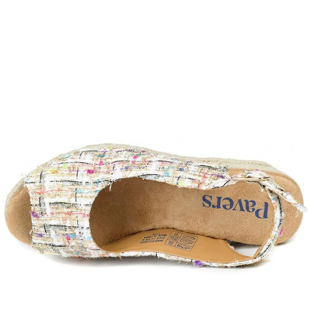 Peep Toe Wedged Slingback Espadrilles - WBINS43080 / 329 263 - Multi - Image 4