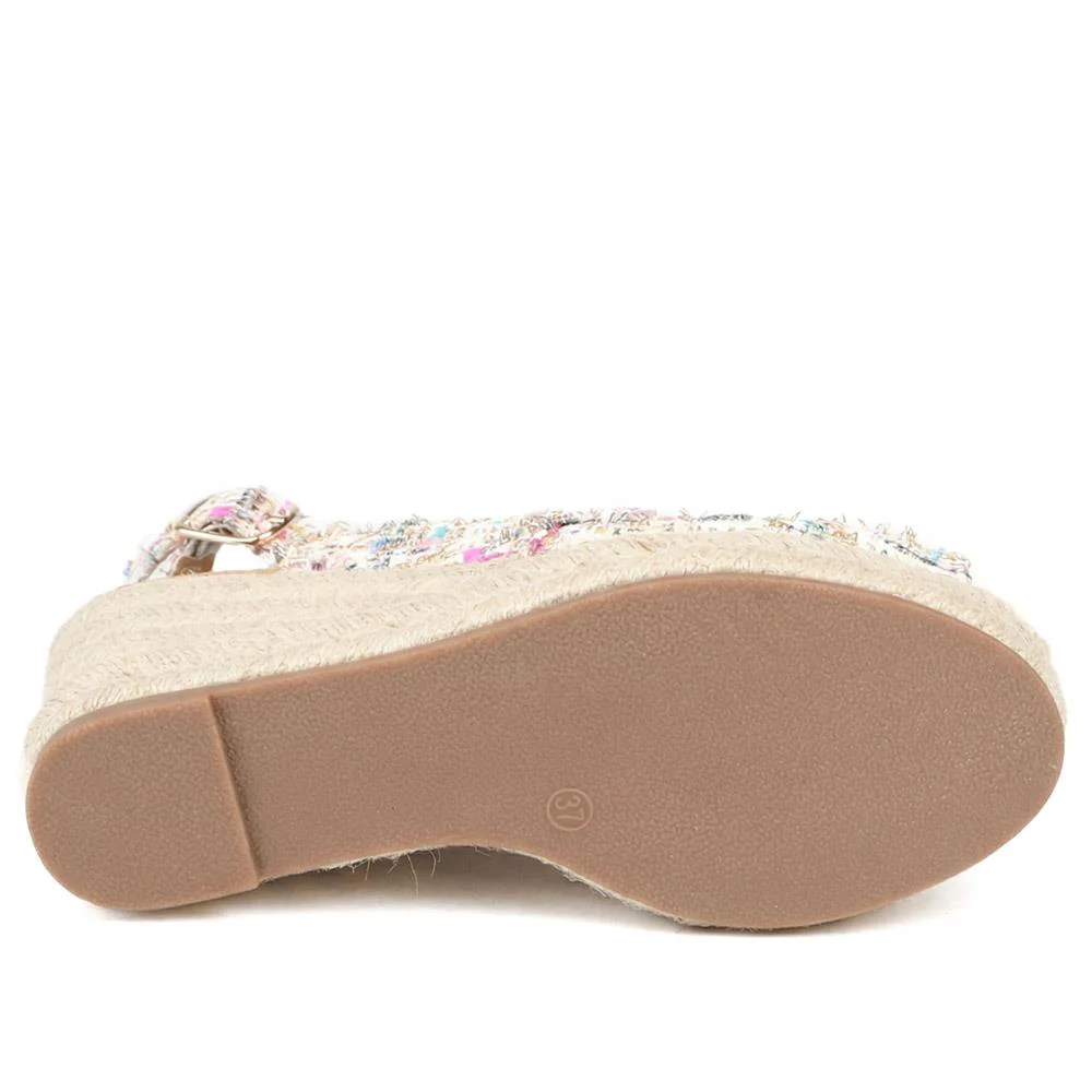 Peep Toe Wedged Slingback Espadrilles - WBINS43080 / 329 263 - Multi - Image 5