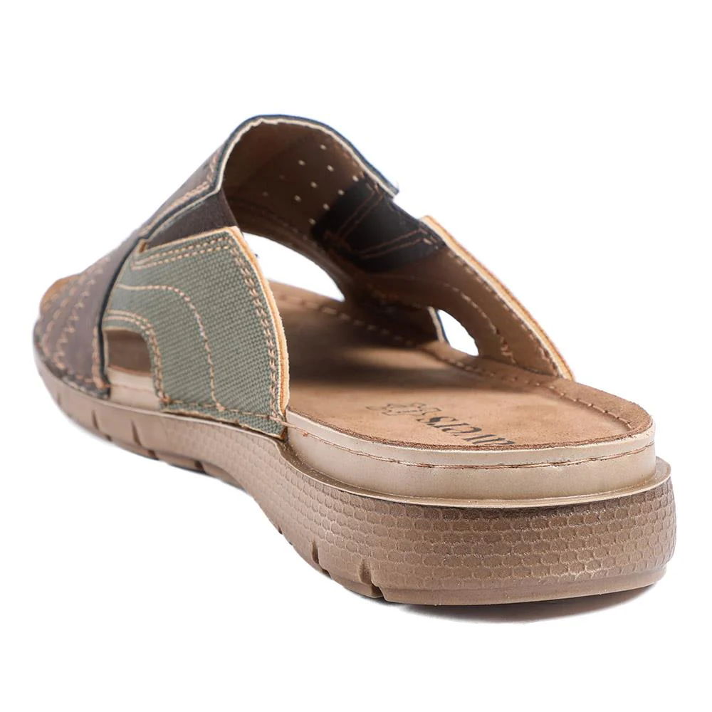 Perforated Comfort Slip On Sandals - INB43020 / 329 214 - Khaki Multi - Image 3