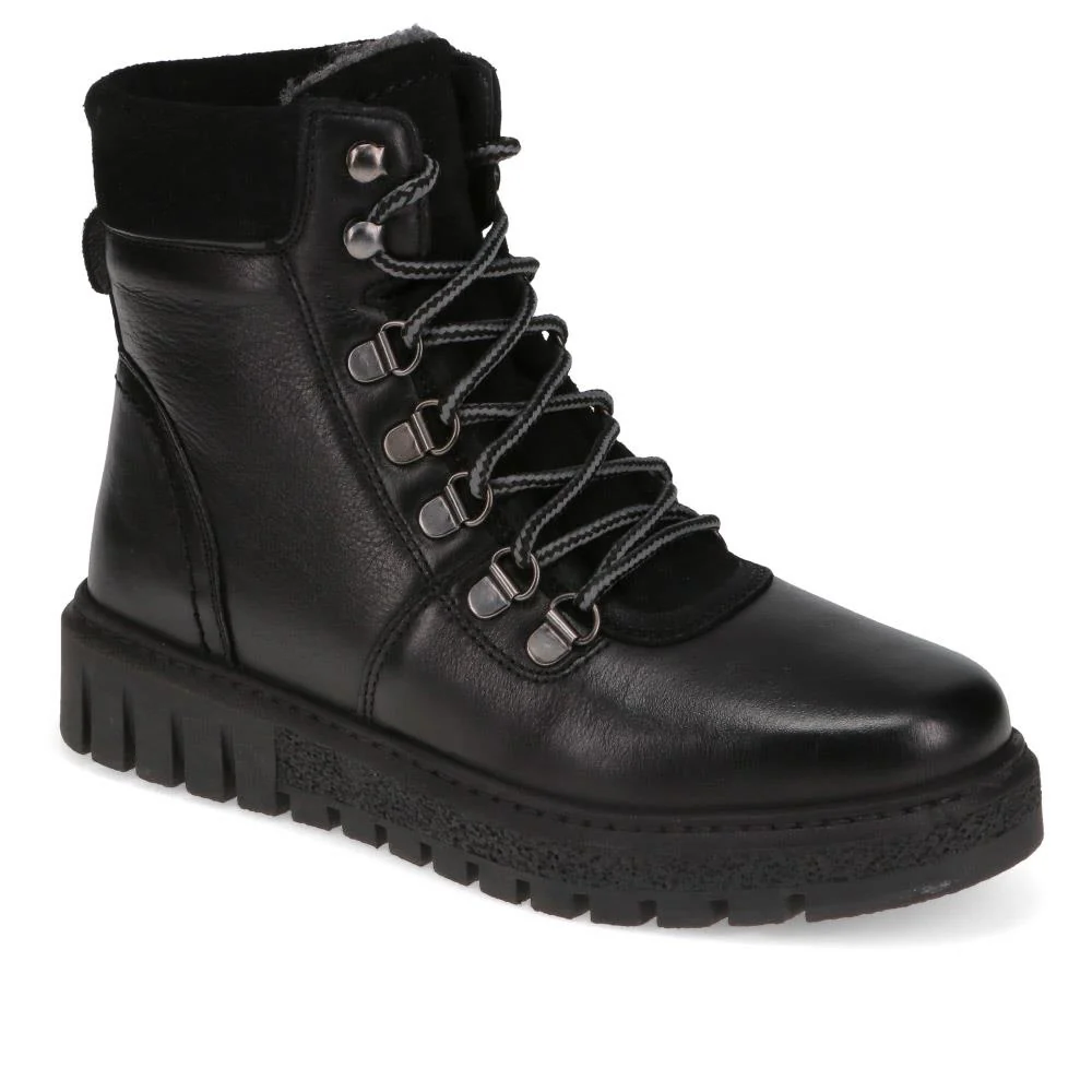 Platform Lace-Up Ankle Boots - TEJ40015 / 326 421 - Black