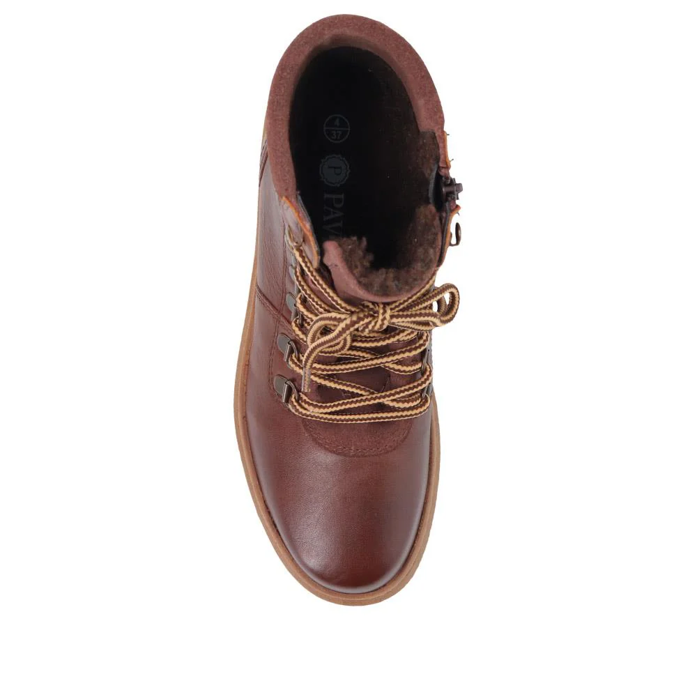 Platform Lace-Up Ankle Boots - TEJ40015 / 326 421 - Brown - Image 5