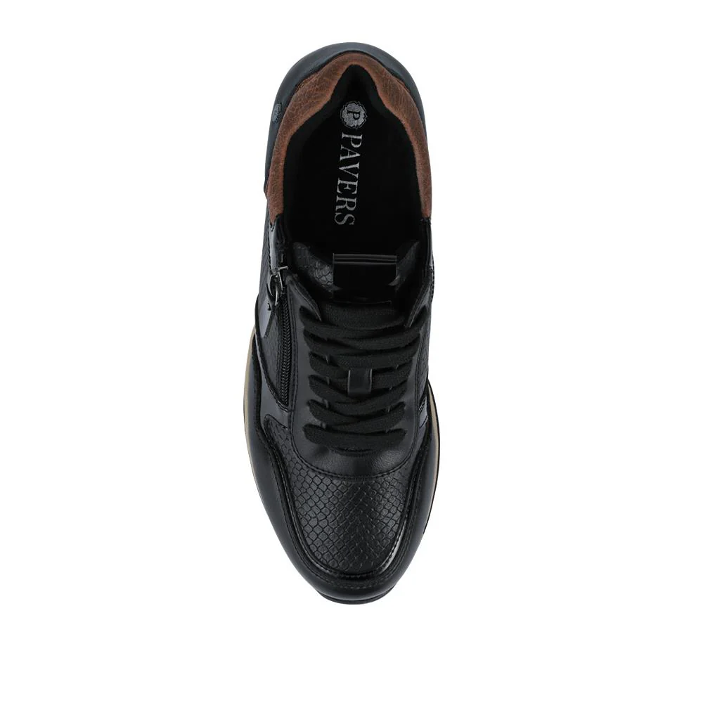 Platform Lace-Up Trainers with Side Zip - WOIL42006 / 328 221 - Black - Image 5