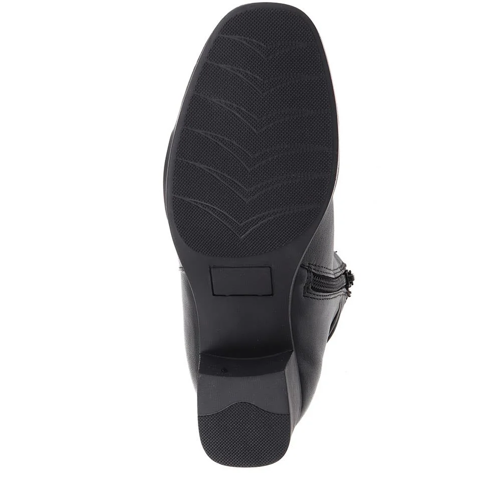 Polished Leather Heeled Ankle Boots - NAP38003 / 324 193 - Black - Image 4