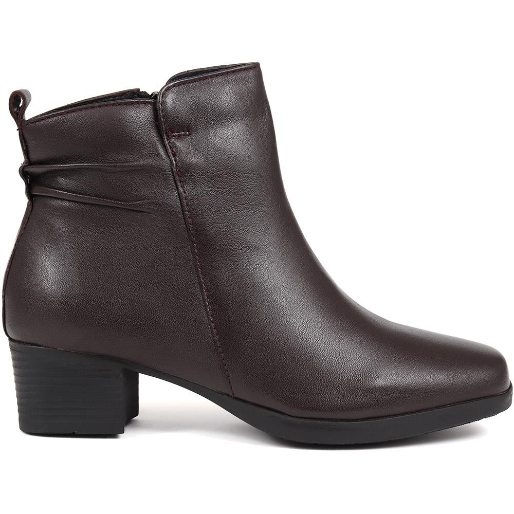 Polished Leather Heeled Ankle Boots - NAP38003 / 324 193 - Burgundy - Image 2