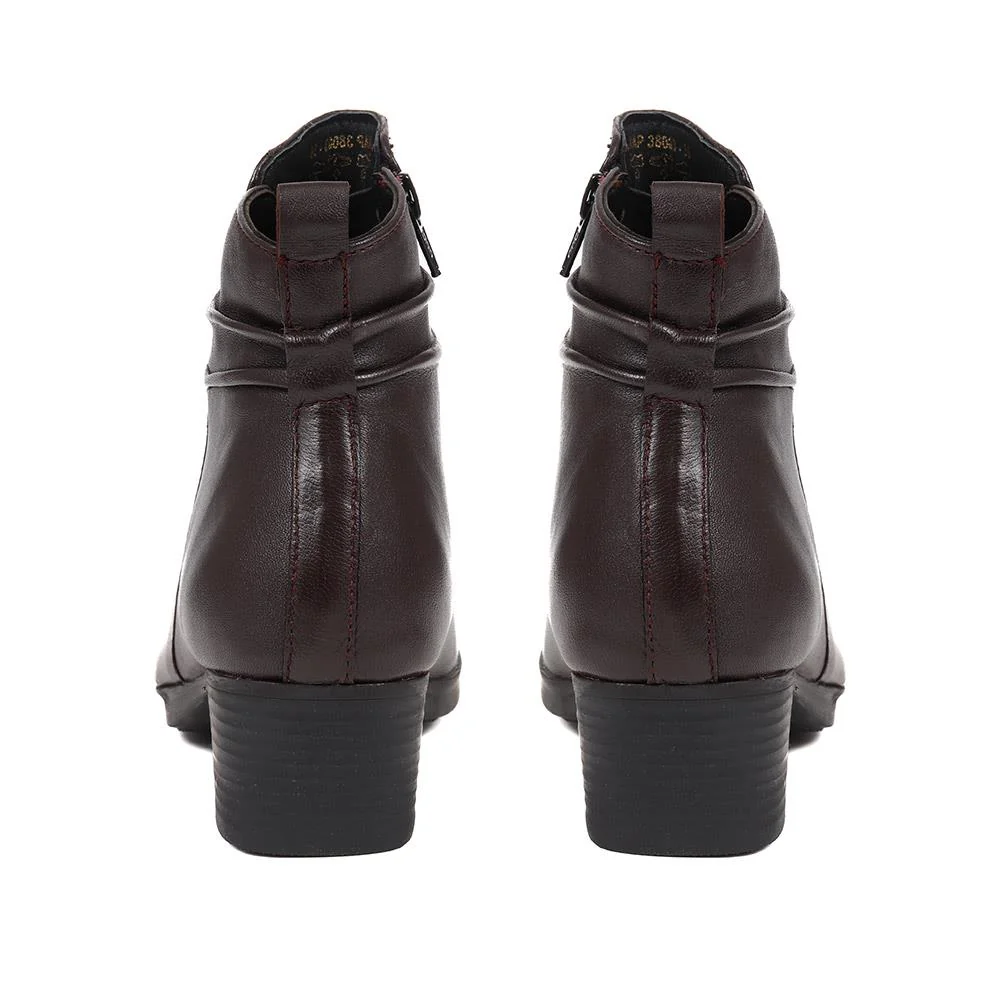 Polished Leather Heeled Ankle Boots - NAP38003 / 324 193 - Burgundy - Image 3