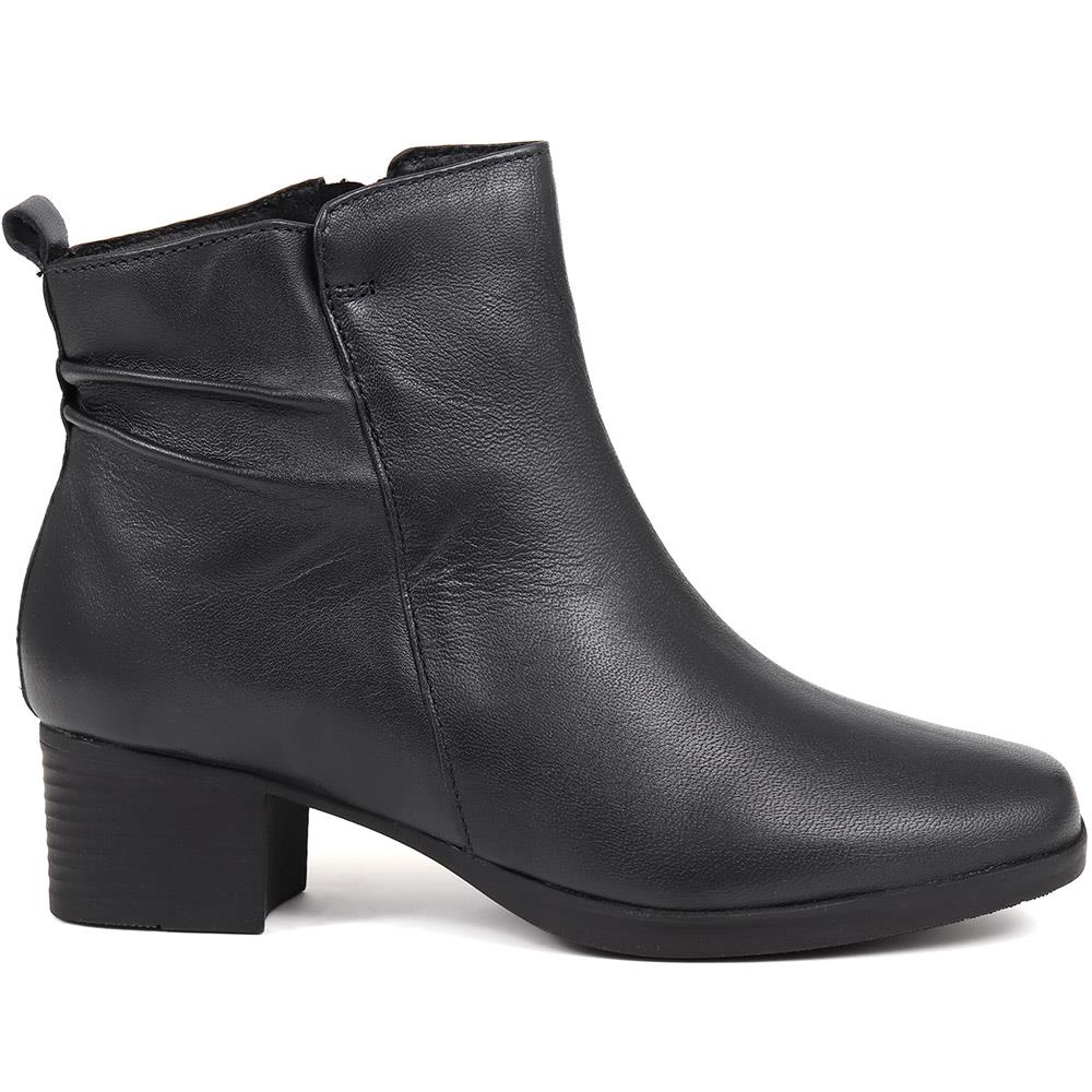 Polished Leather Heeled Ankle Boots - NAP38003 / 324 193 - Navy - Image 2