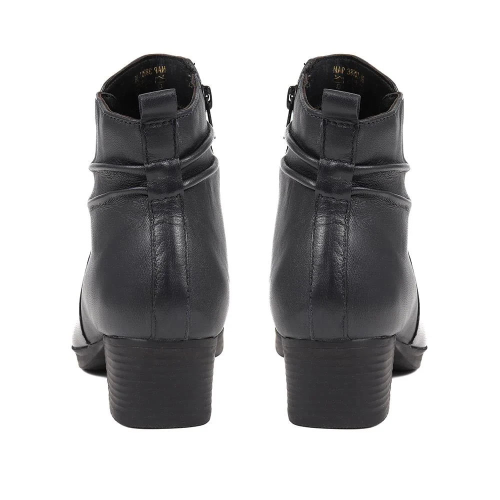 Polished Leather Heeled Ankle Boots - NAP38003 / 324 193 - Navy - Image 3