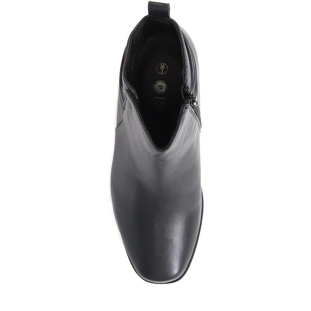 Polished Leather Heeled Ankle Boots - NAP38003 / 324 193 - Navy - Image 5