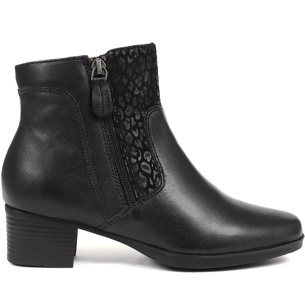 Polished Leather Heeled Ankle Boots - NAP38007 / 324 195 - Black - Image 2