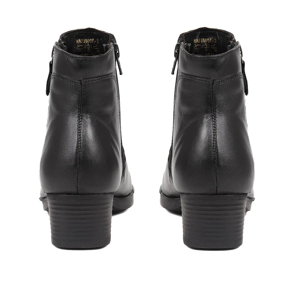 Polished Leather Heeled Ankle Boots - NAP38007 / 324 195 - Black - Image 3