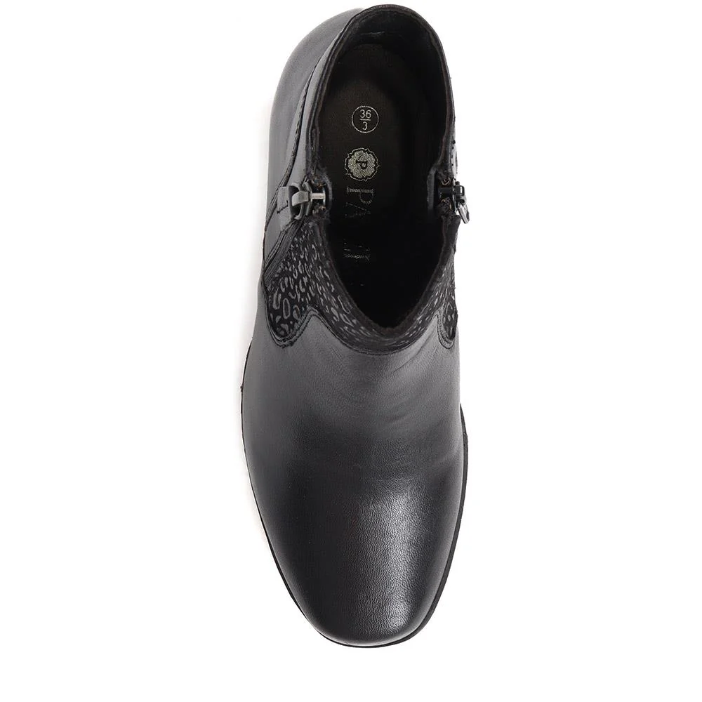 Polished Leather Heeled Ankle Boots - NAP38007 / 324 195 - Black - Image 5