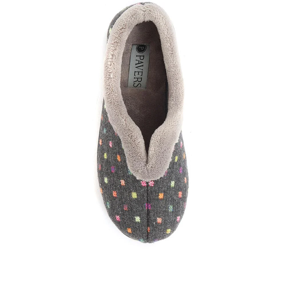 Wide Fit Polka Dot Slippers - QING34003 / 320 210 - Dark Grey - Image 4