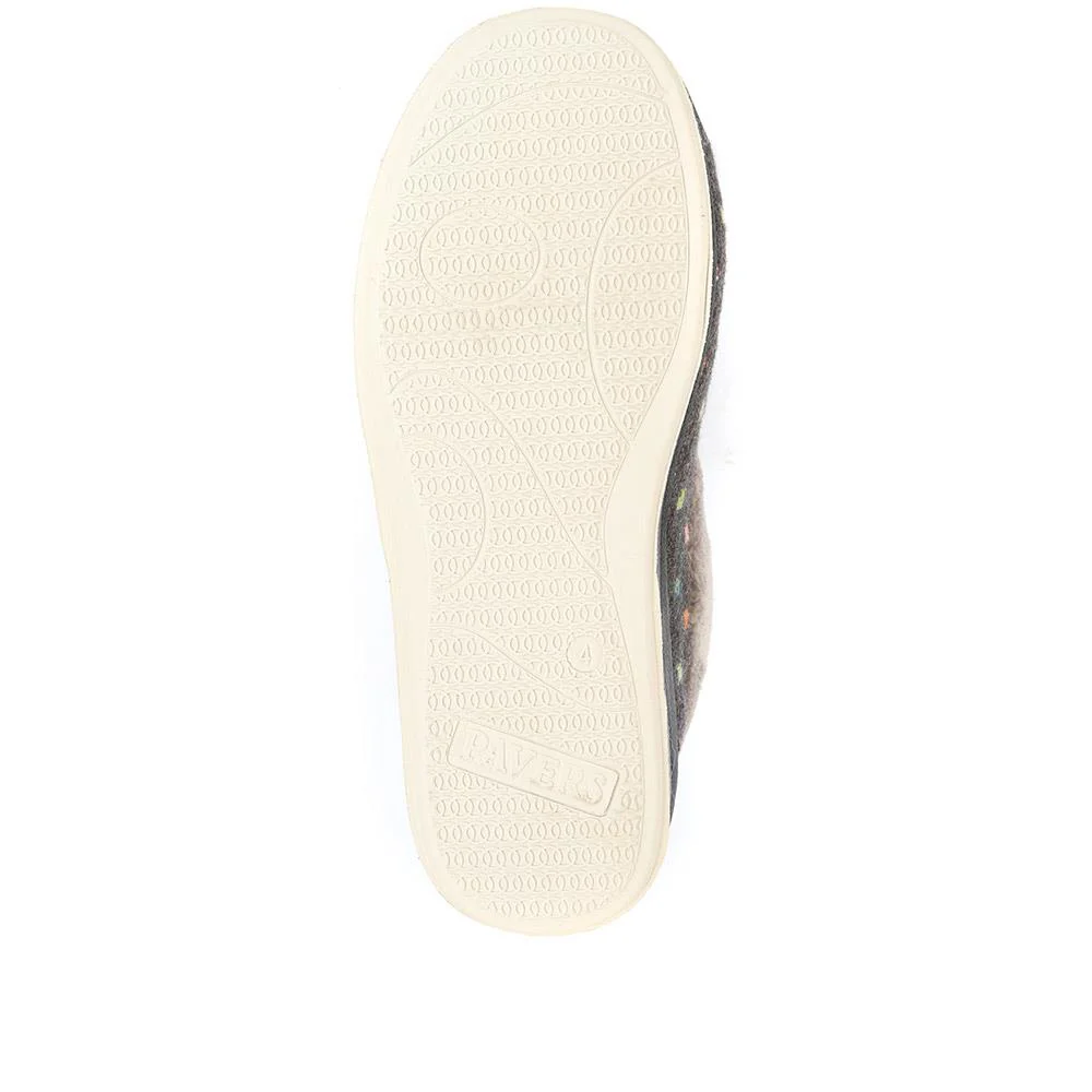 Wide Fit Polka Dot Slippers - QING34003 / 320 210 - Dark Grey - Image 5