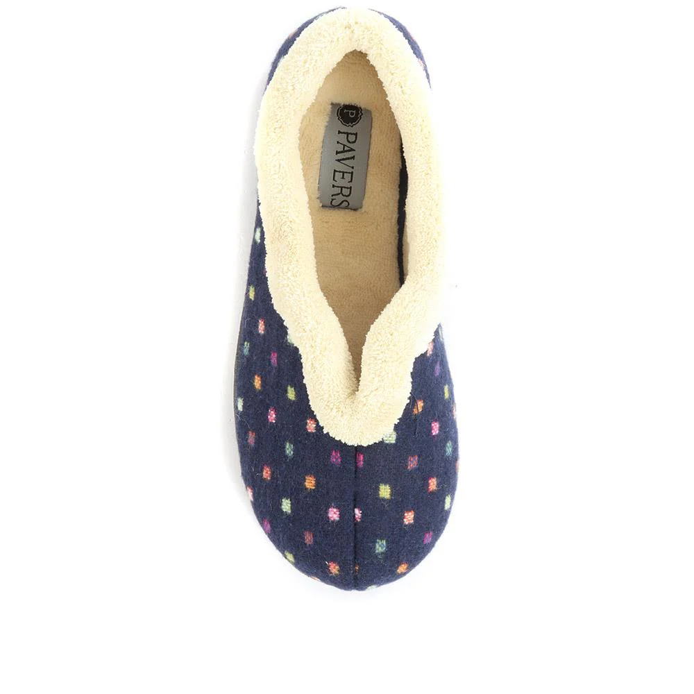 Wide Fit Polka Dot Slippers - QING34003 / 320 210 - Navy - Image 4