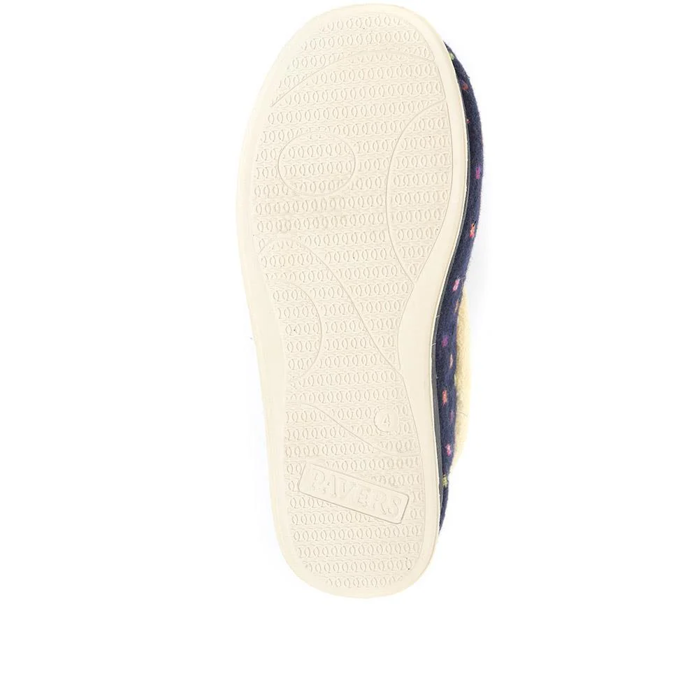 Wide Fit Polka Dot Slippers - QING34003 / 320 210 - Navy - Image 5
