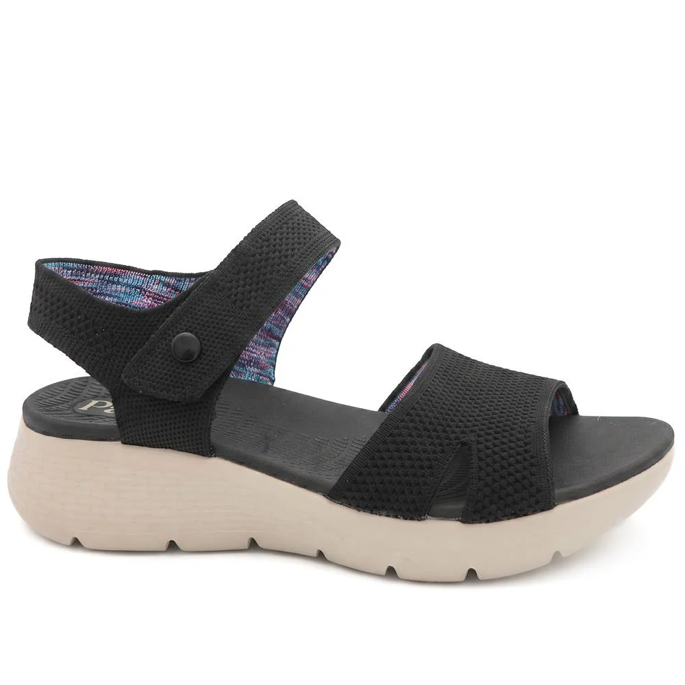 Pop Fasten Active Wedge Heel Sandals - BAIZH43025 / 329 329 - Black - Image 3