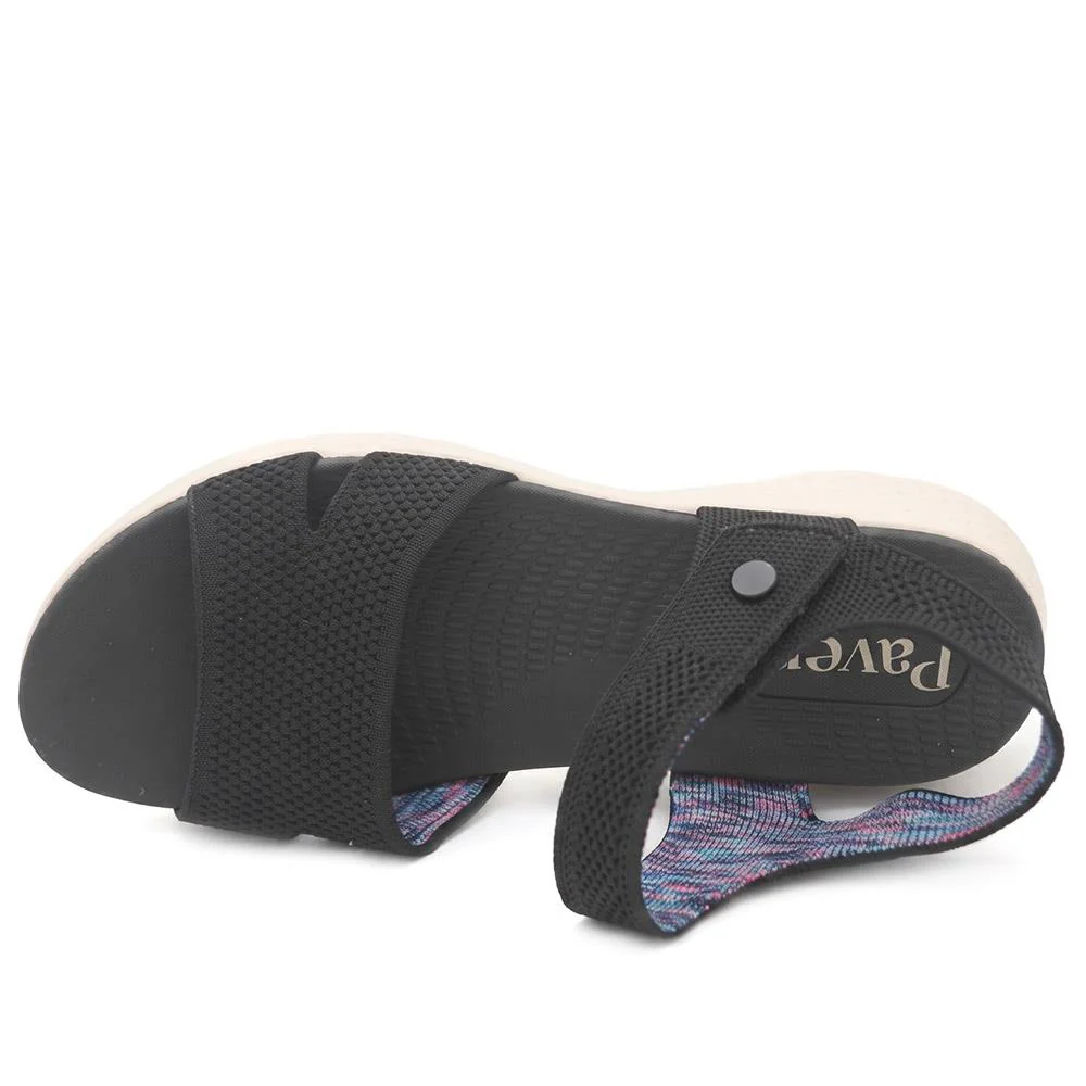 Pop Fasten Active Wedge Heel Sandals - BAIZH43025 / 329 329 - Black - Image 5