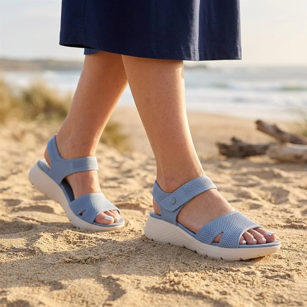 Pop Fasten Active Wedge Heel Sandals - BAIZH43025 / 329 329 - Blue - Image 2