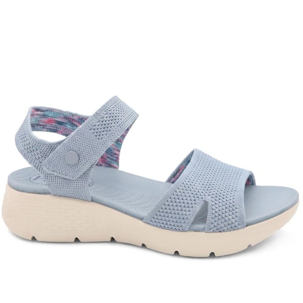 Pop Fasten Active Wedge Heel Sandals - BAIZH43025 / 329 329 - Blue - Image 3