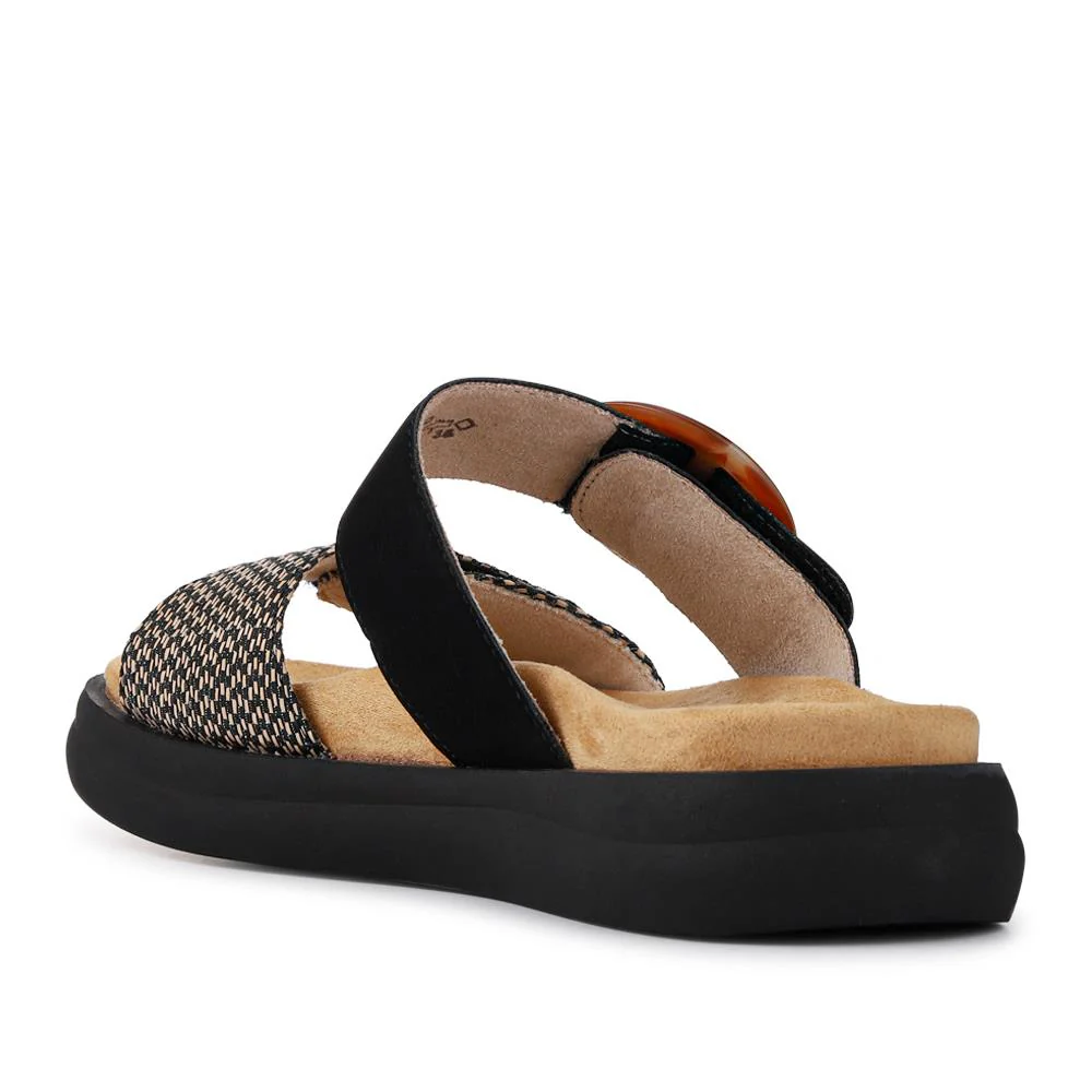 Premium Leather Dual-Fastening Sandals - DRS41514 / 327 104 - Black Multi - Image 3