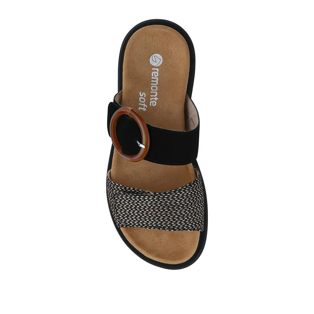 Premium Leather Dual-Fastening Sandals - DRS41514 / 327 104 - Black Multi - Image 4