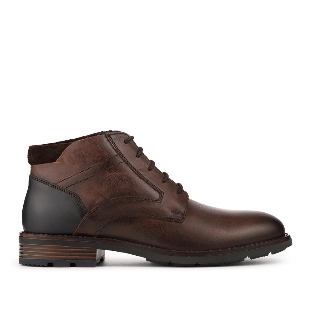 Premium Leather Lace Up Chukka Boots - ITAR42010 / 328 375 - BROWN-NAVY - Image 2