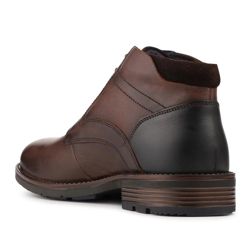Premium Leather Lace Up Chukka Boots - ITAR42010 / 328 375 - BROWN-NAVY - Image 3