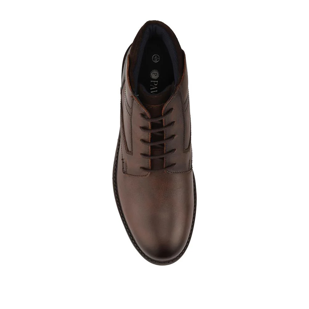 Premium Leather Lace Up Chukka Boots - ITAR42010 / 328 375 - BROWN-NAVY - Image 4