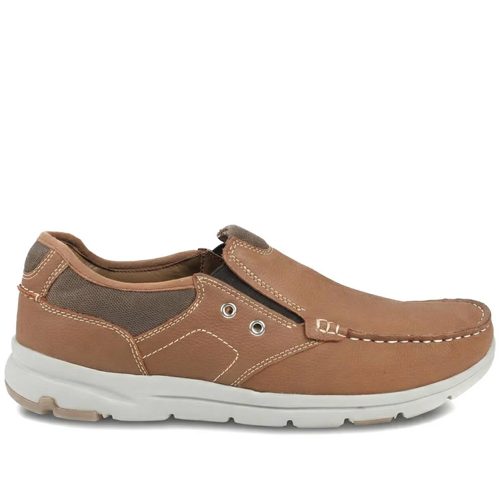 Premium Leather Slip On Shoes - SHAFI43002 / 329 320 - Tan - Image 2