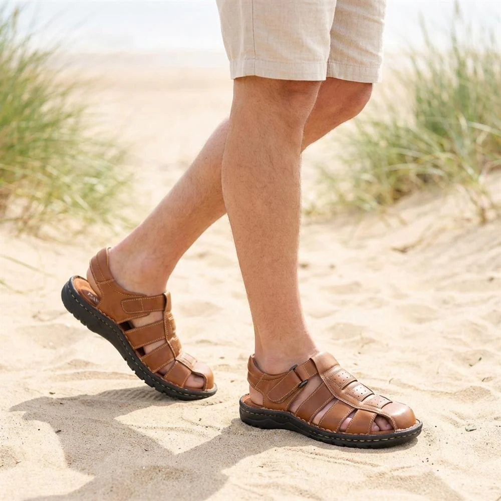 Premium Leather Touch Fastening Sandals - AATRA43010 / 328 938 - Tan - Image 2