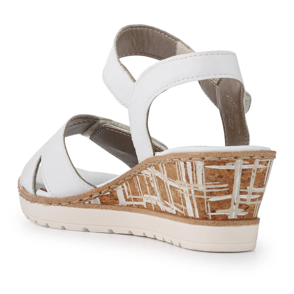 Premium Leather Touch-Fastening Sandals - DRS41515 / 327 093 - White - Image 3