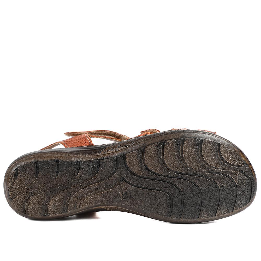 Premium Leather Touch Fastening Sandals - LUCK43006 / 329 419 - Tan - Image 6