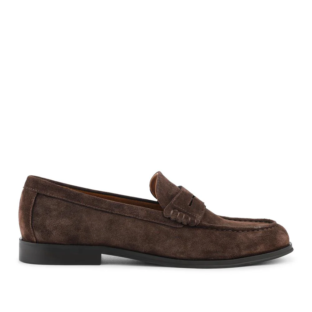 Quadir Slip On Leather Penny Loafers - QUADIR / 328 620 - Dark Brown Suede - Image 2