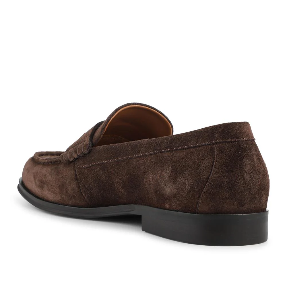 Quadir Slip On Leather Penny Loafers - QUADIR / 328 620 - Dark Brown Suede - Image 3